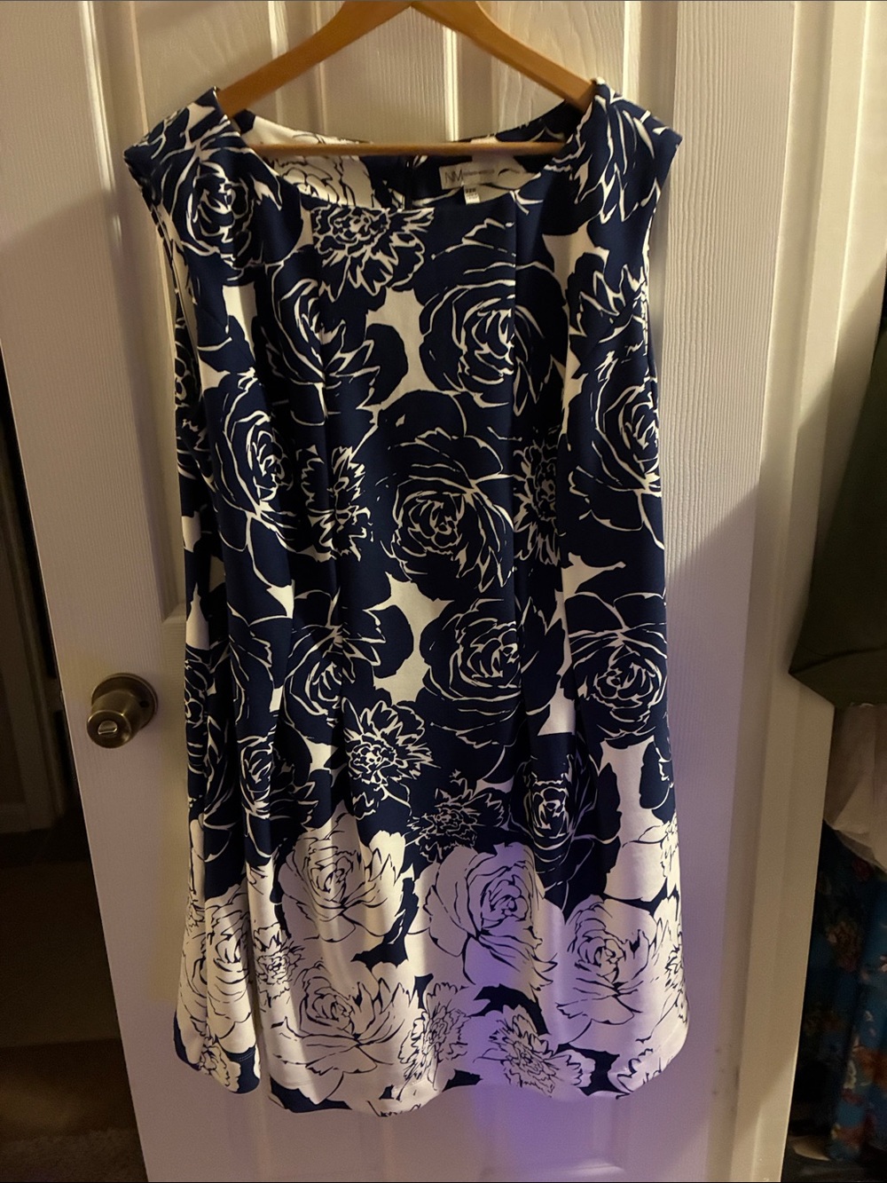 Neiman Marcus Navy and White Floral A-Line Skirt